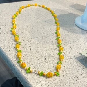 Yellow and Green Beaded Necklace, reminds me of pineapple 🍍